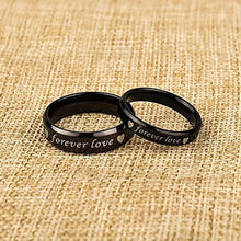 Black Forever Love Promise Rings For Couples In Titanium - CoupleSets