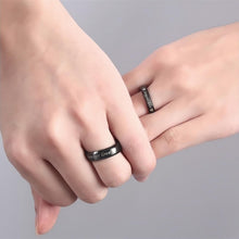 Black Forever Love Promise Rings For Couples In Titanium - CoupleSets