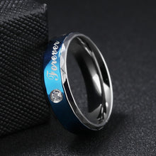 Engravable Blue Forever Love Promise Rings For Couples In Titanium - CoupleSets