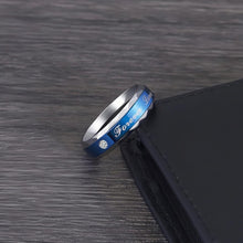 Engravable Blue Forever Love Promise Rings For Couples In Titanium - CoupleSets