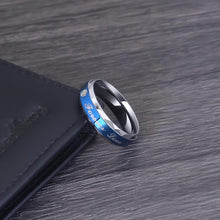 Engravable Blue Forever Love Promise Rings For Couples In Titanium - CoupleSets