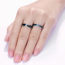 Engravable Blue Forever Love Promise Rings For Couples In Titanium - CoupleSets