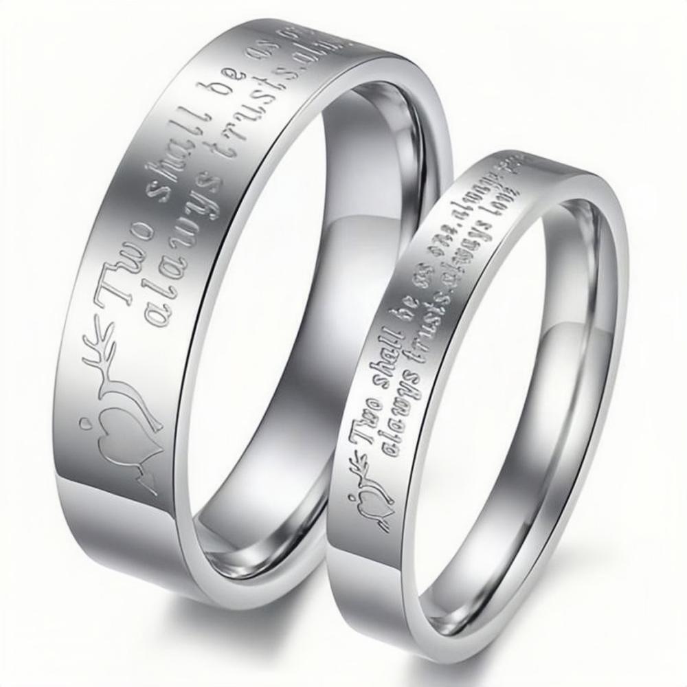 Two Shall Be As One Always Protects Always Trusts Always Promise Rings In Titanium - CoupleSets