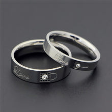 Engravable Matching Lock And Key Couple Rings Set In Titanium - CoupleSets