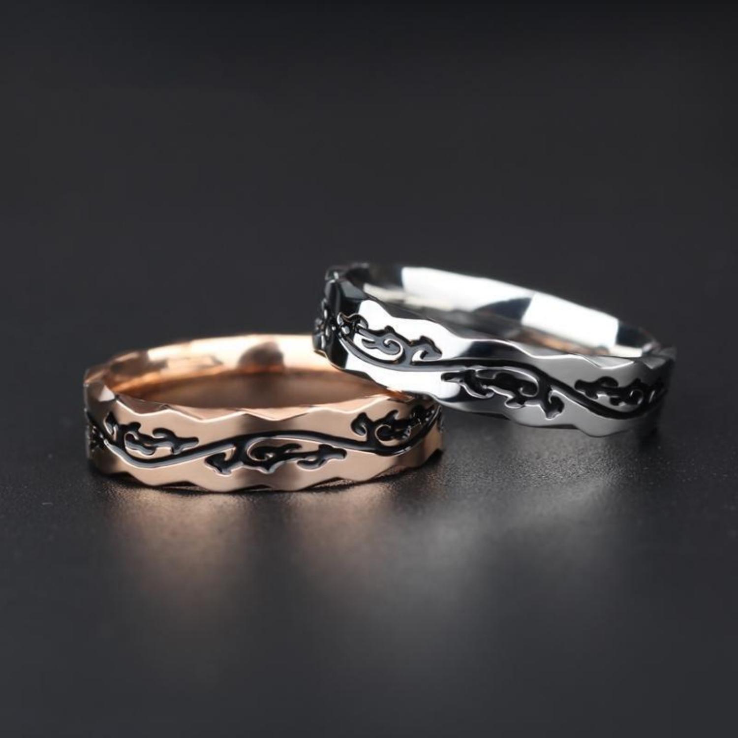 Engravable Matching Thorns Rings For Couples In Titanium - CoupleSets