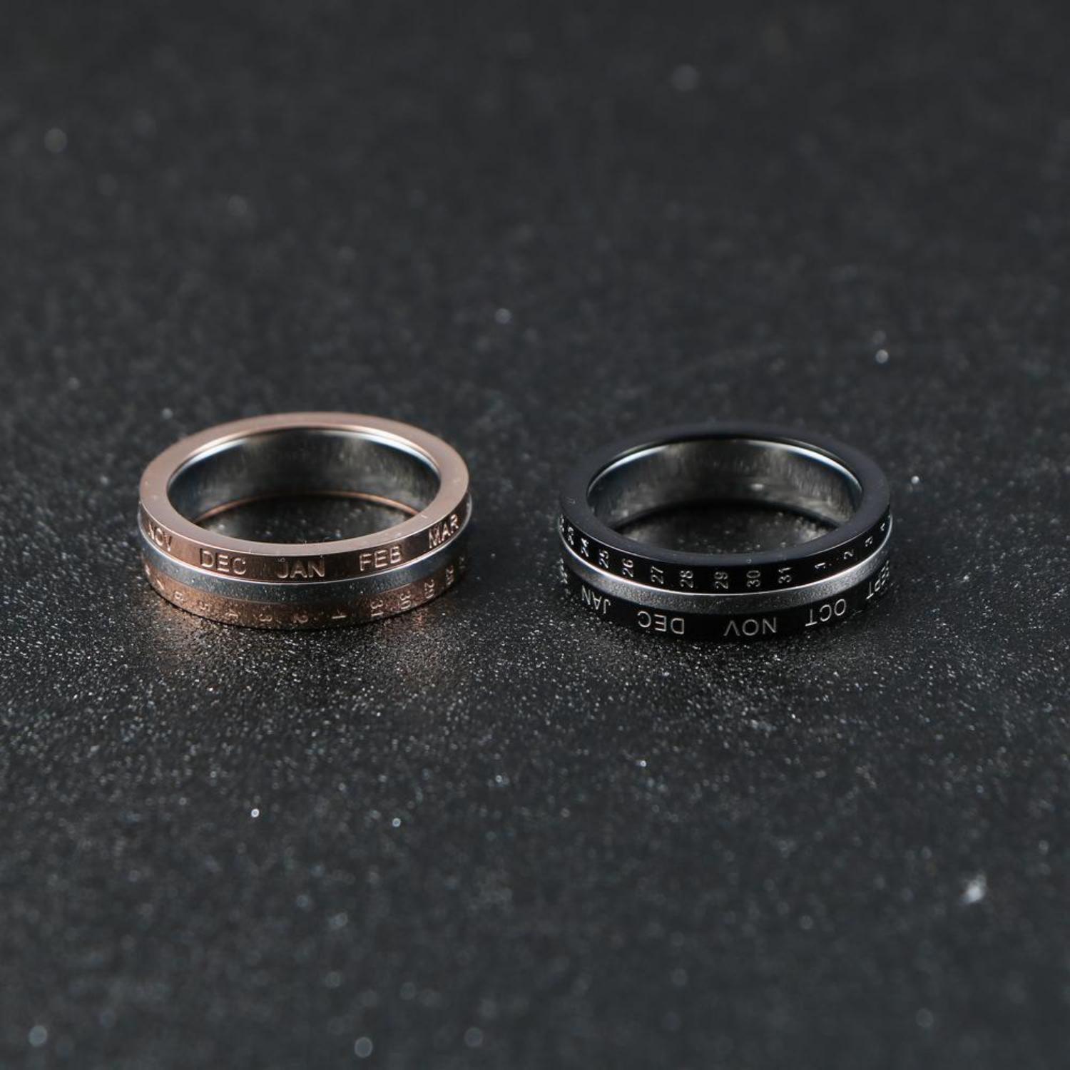 Rotatable Love You Every Day Promise Rings For Couples In Titanium - CoupleSets