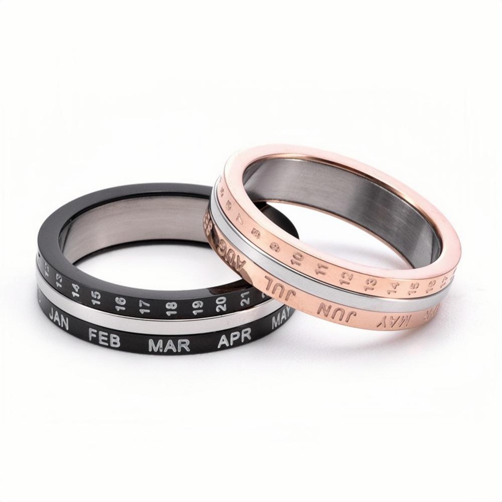 Rotatable Love You Every Day Promise Rings For Couples In Titanium - CoupleSets