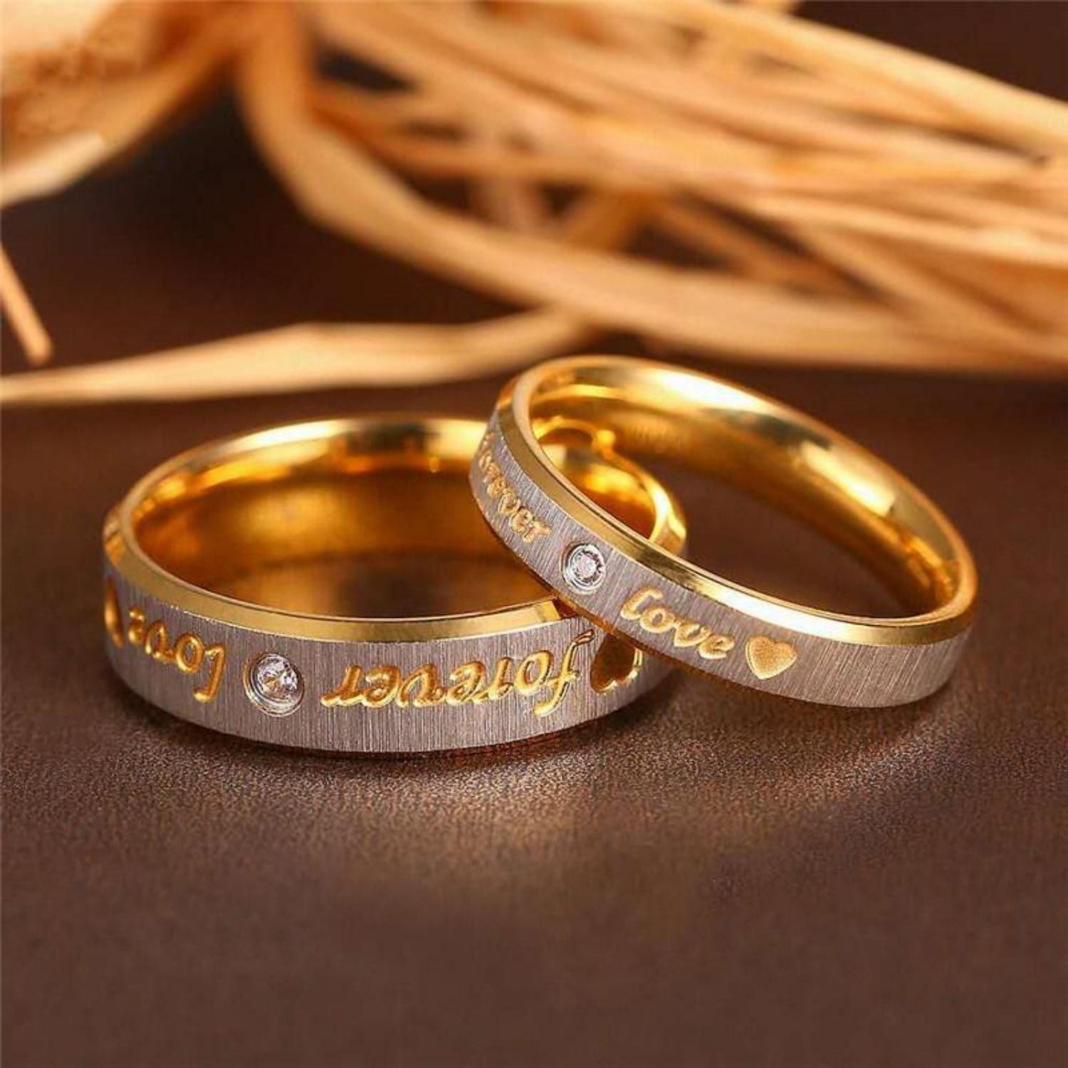 Unique Forever Love Promise Rings For Couples In Titanium - CoupleSets