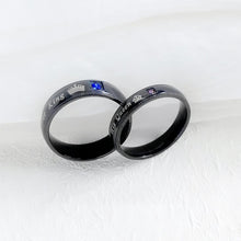 Black Her King His Queen Matching Promise Rings For Couples In Titanium - CoupleSets