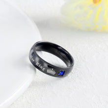 Black Her King His Queen Matching Promise Rings For Couples In Titanium - CoupleSets
