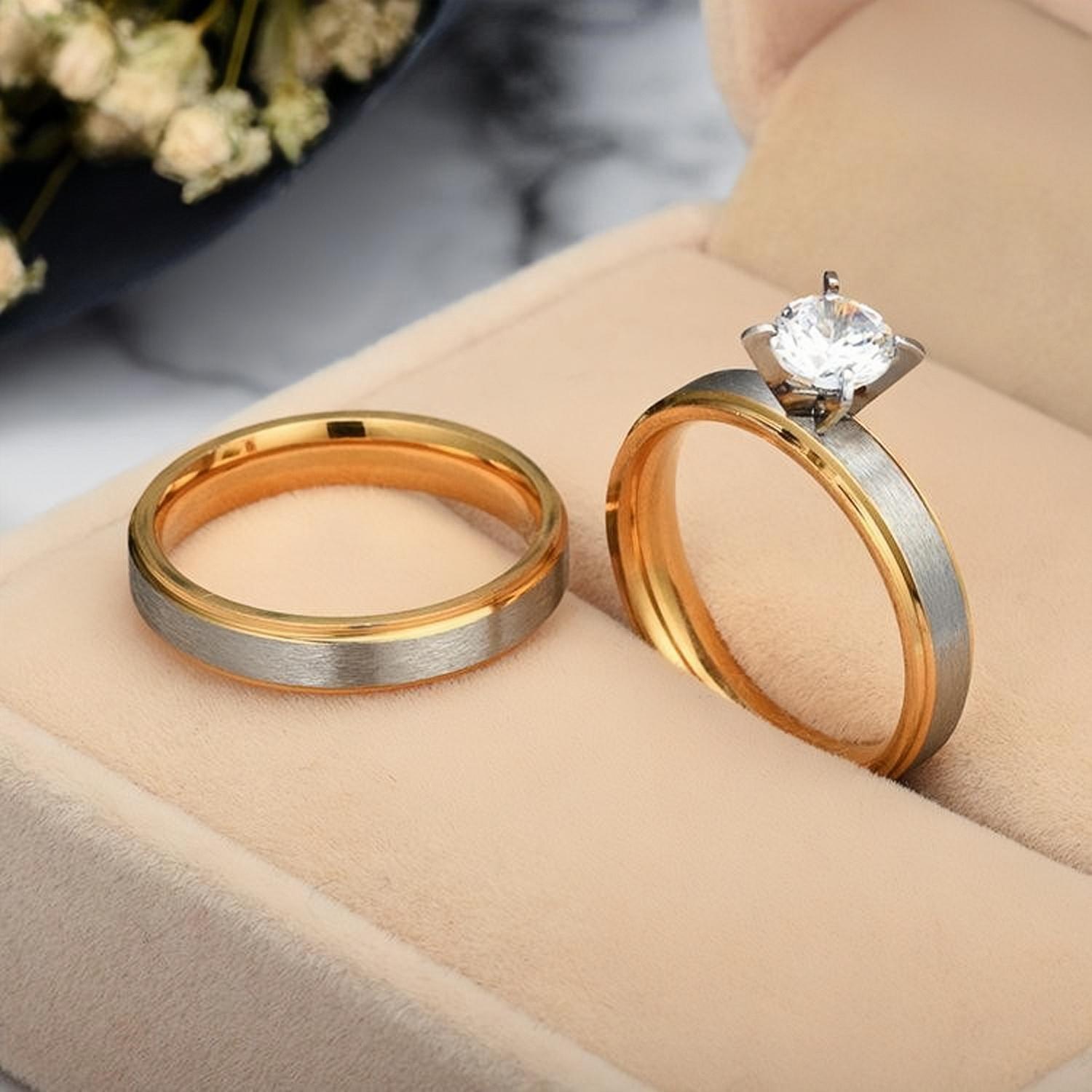 Engravable Frosted Matching Promise Rings For Couples In Titanium - CoupleSets