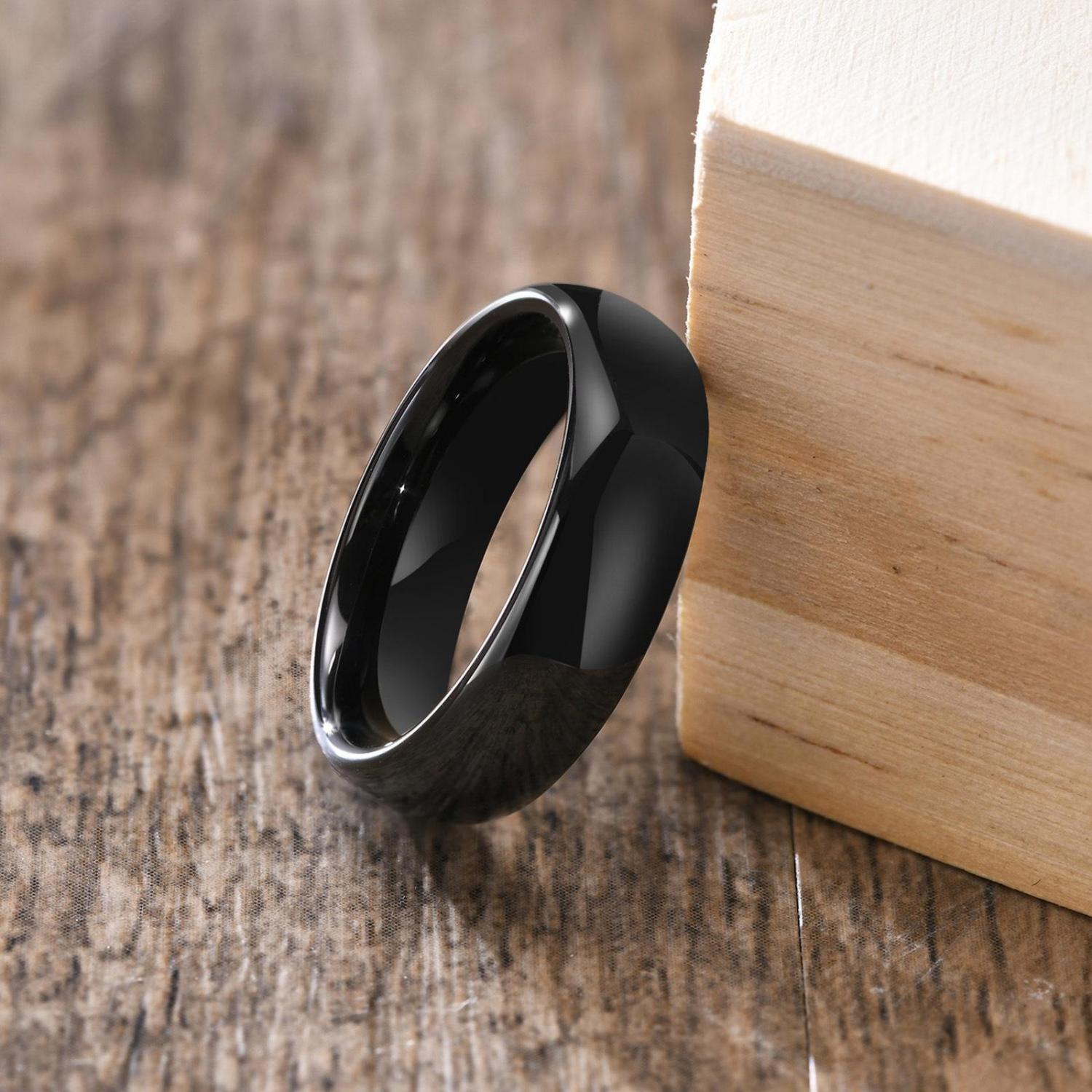Engravable Black Matching Promise Rings For Couples In Titanium - CoupleSets
