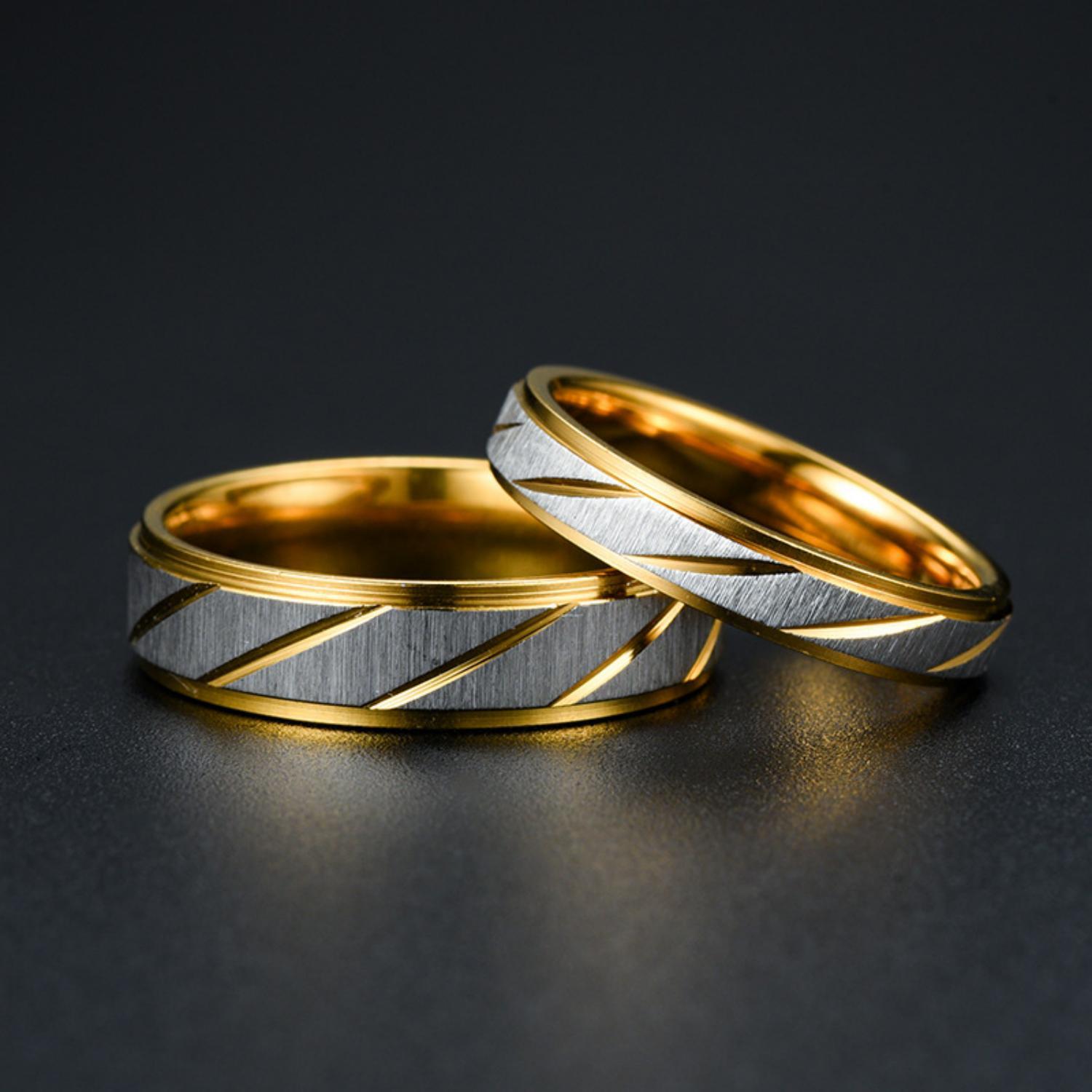 Personalized Matching Rings For Couples In Titanium - CoupleSets