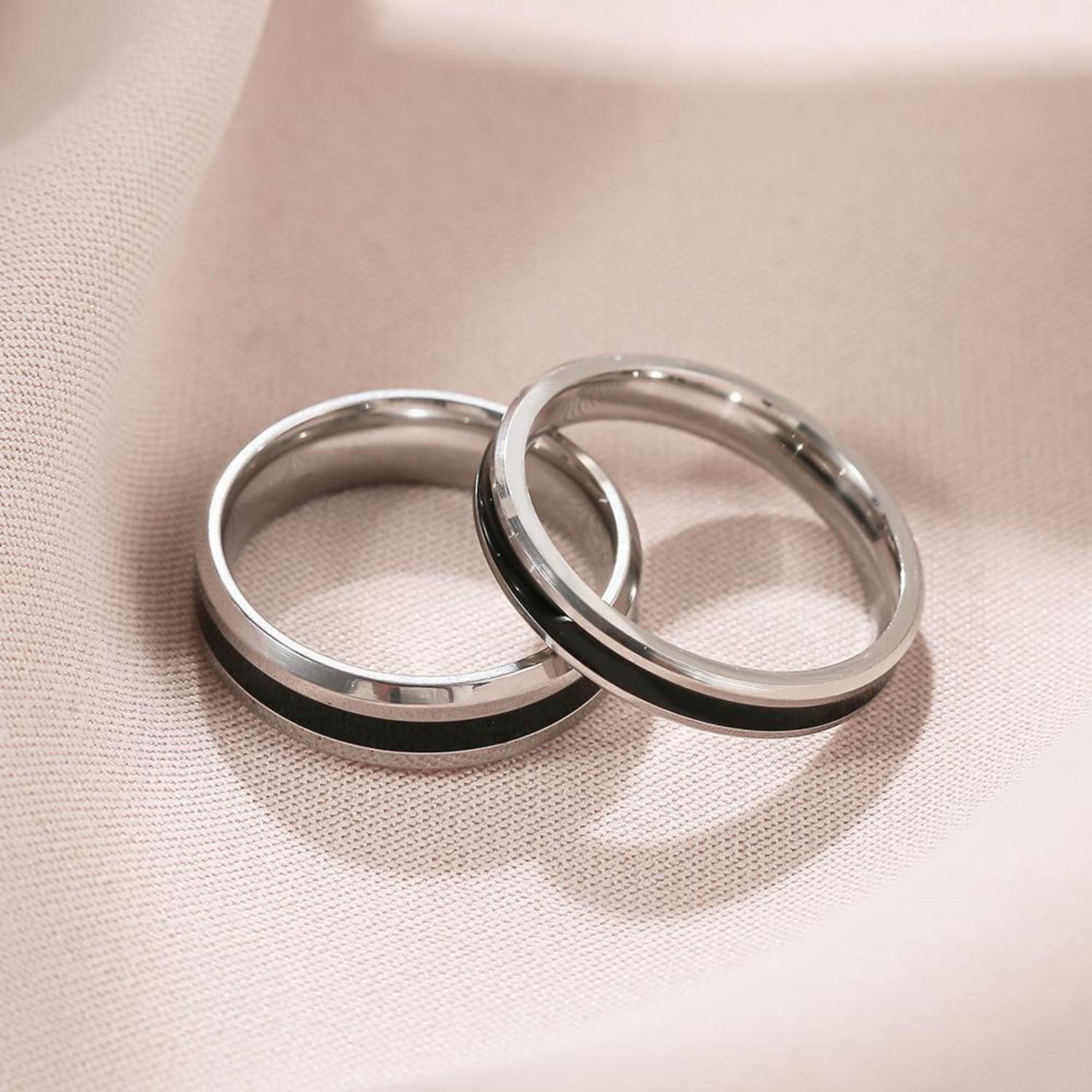 Engravable Simple Matching Rings For Couples In Titanium - CoupleSets