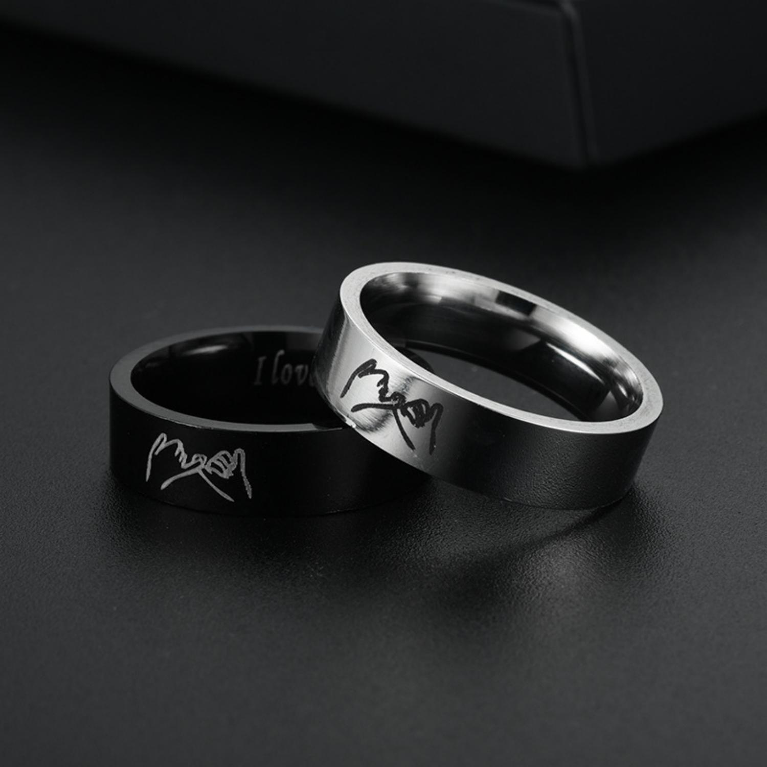 Personalized Pinky Swear Promise Rings For Couples In Titanium - CoupleSets