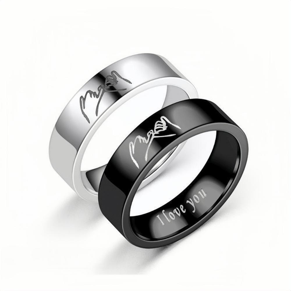 Personalized Pinky Swear Promise Rings For Couples In Titanium - CoupleSets