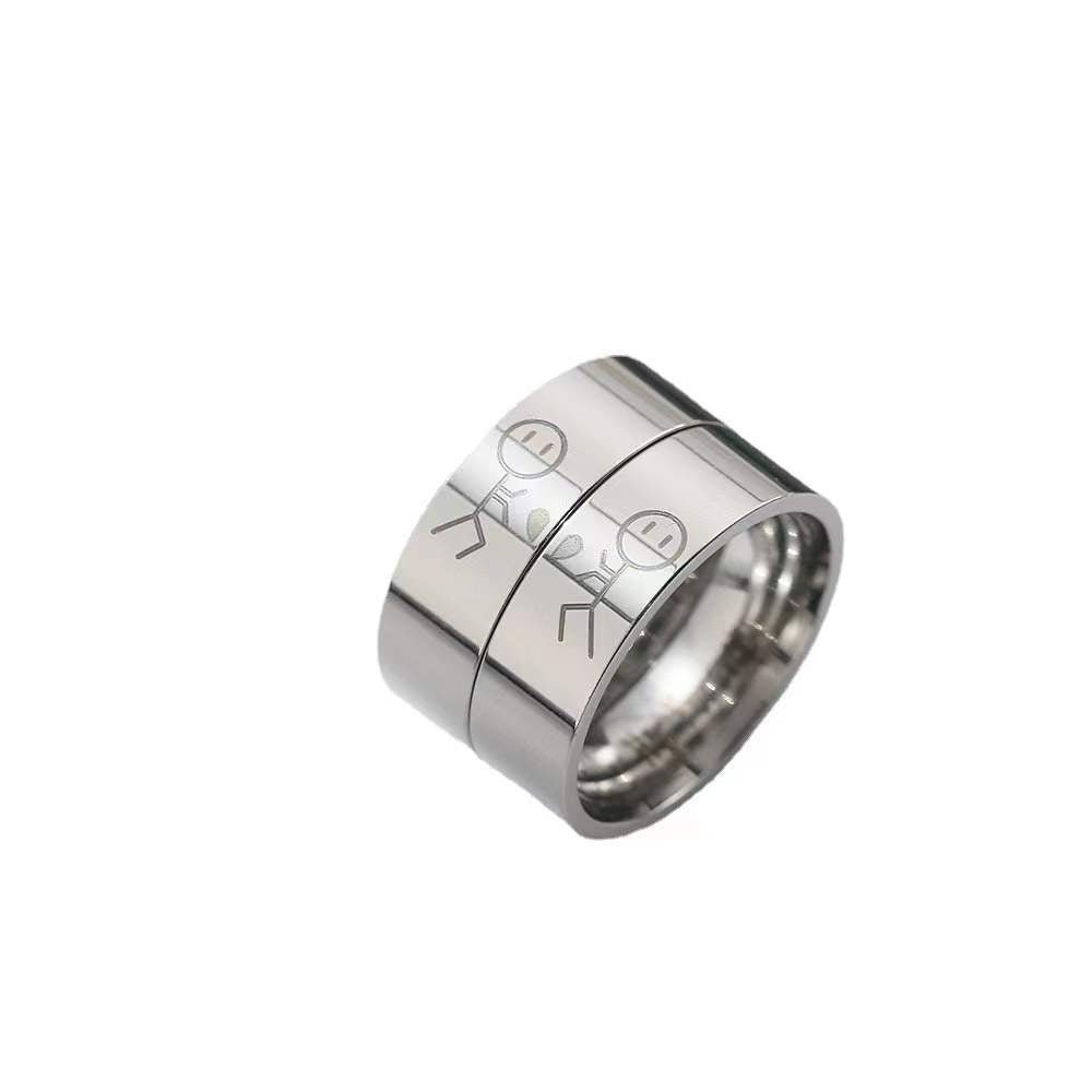 Cute His Always Her Forever Matching Heart Couple Rings In Titanium - CoupleSets