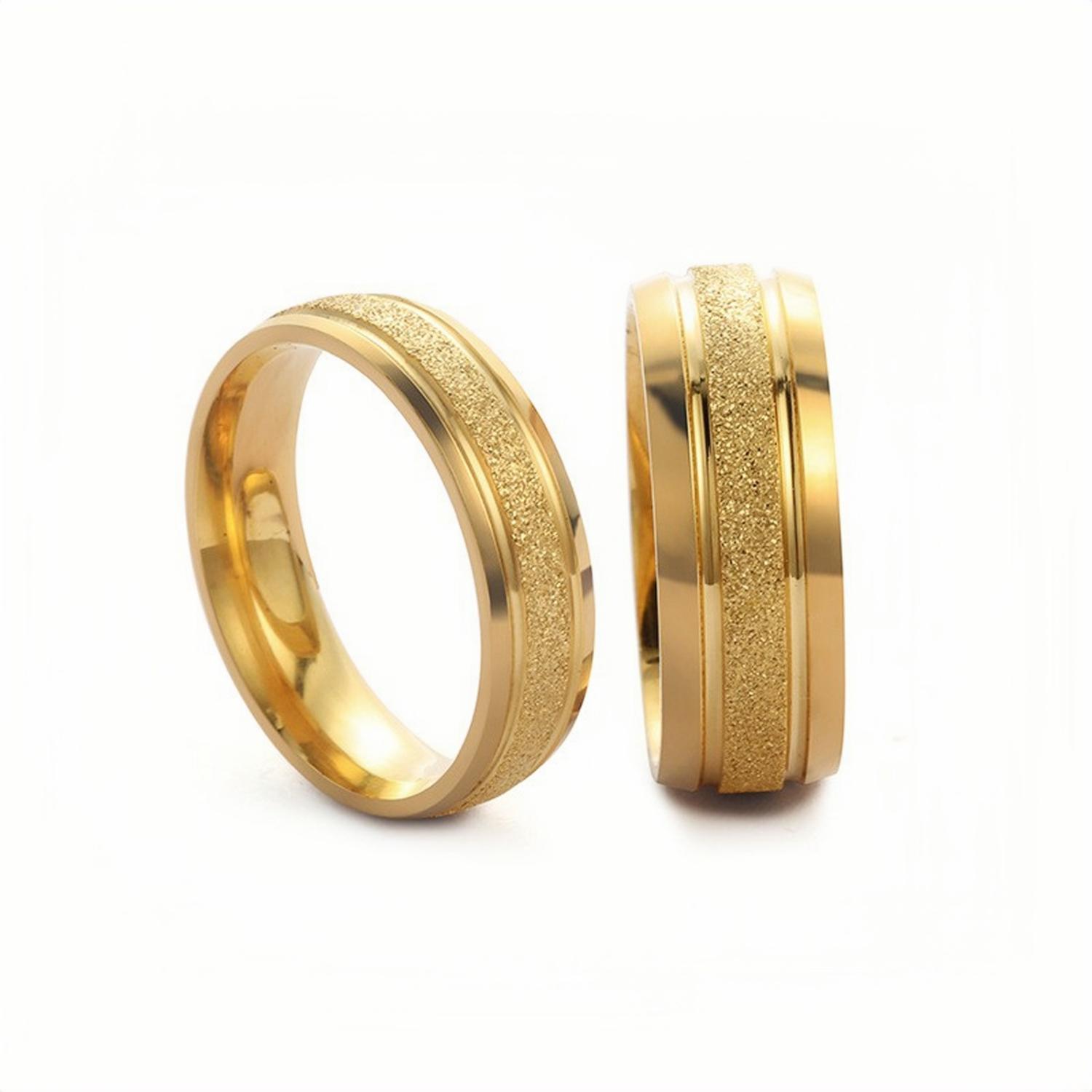Engravable Simple Frosted Wide Rings For Couples In Titanium - CoupleSets