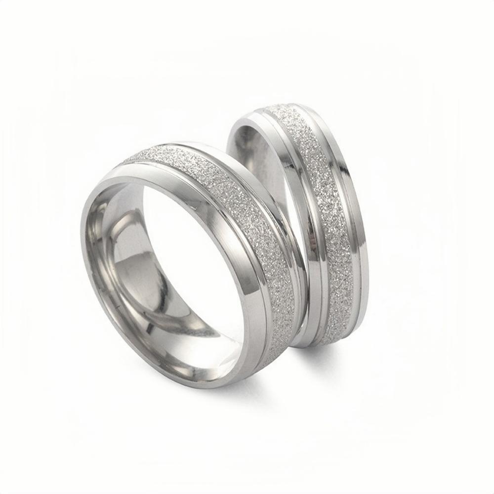 Engravable Simple Frosted Wide Rings For Couples In Titanium - CoupleSets