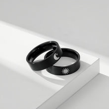 Engravable Sun And Moon Promise Rings For Couples In Titanium - CoupleSets