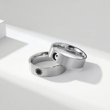Engravable Sun And Moon Promise Rings For Couples In Titanium - CoupleSets