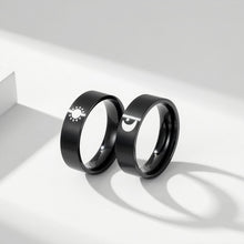 Engravable Sun And Moon Promise Rings For Couples In Titanium - CoupleSets
