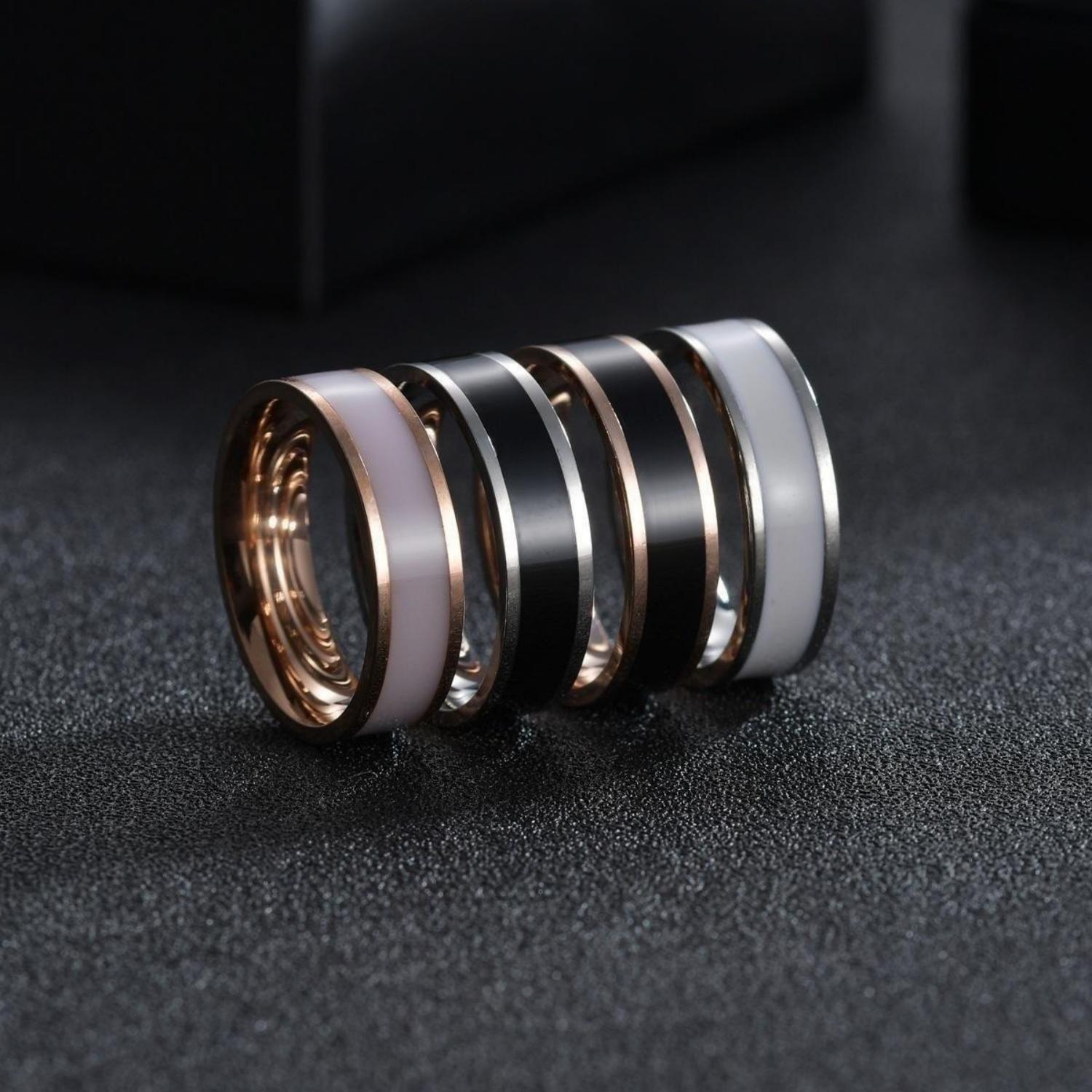Unique Day And Night Love Promise Rings For Couples In Titanium - CoupleSets