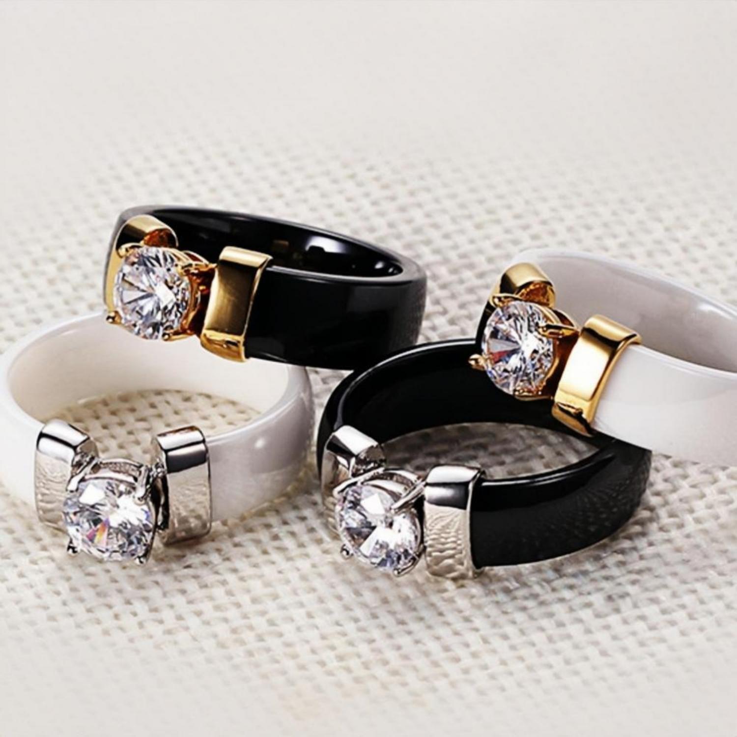 Unique Solitaire Promise Rings For Couples In Ceramic - CoupleSets