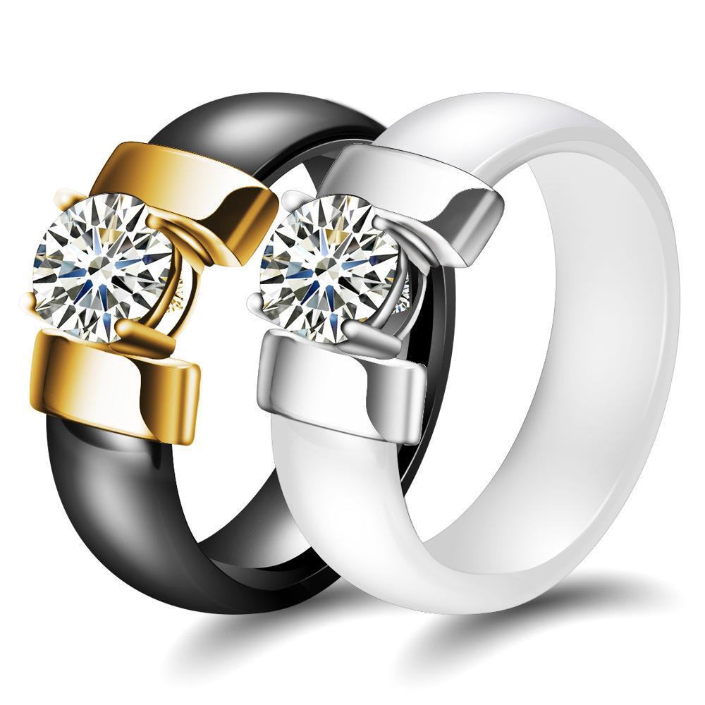 Unique Solitaire Promise Rings For Couples In Ceramic - CoupleSets