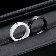 Unique White And Black Promise Rings For Couples In Ceramic - CoupleSets