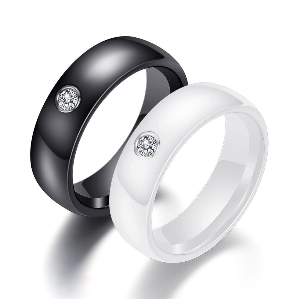 Unique White And Black Promise Rings For Couples In Ceramic - CoupleSets