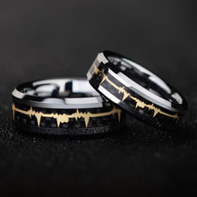 Engravable Heartbeat Promise Rings For Couples In Tungsten - CoupleSets