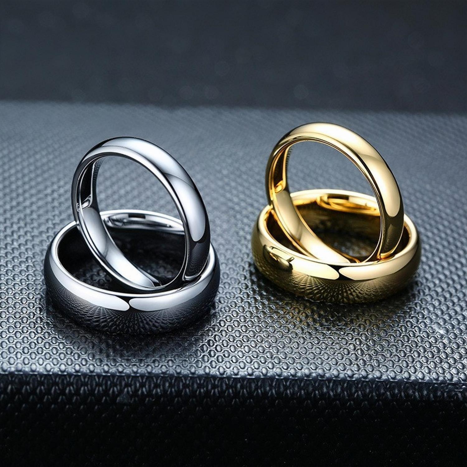 Engravable Simple Promise Rings For Couples In Tungsten - CoupleSets