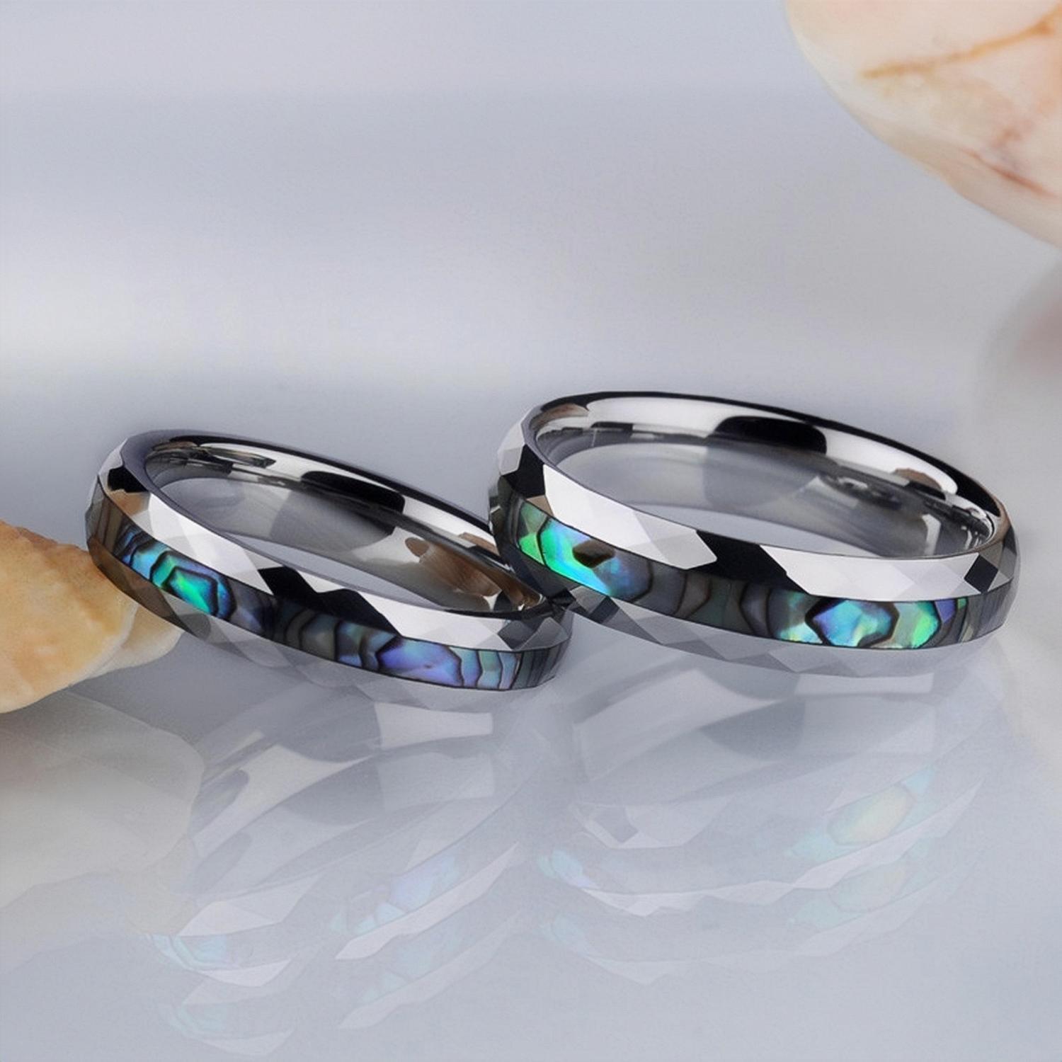 Engravable Unique Shell Rings For Couples In Tungsten - CoupleSets