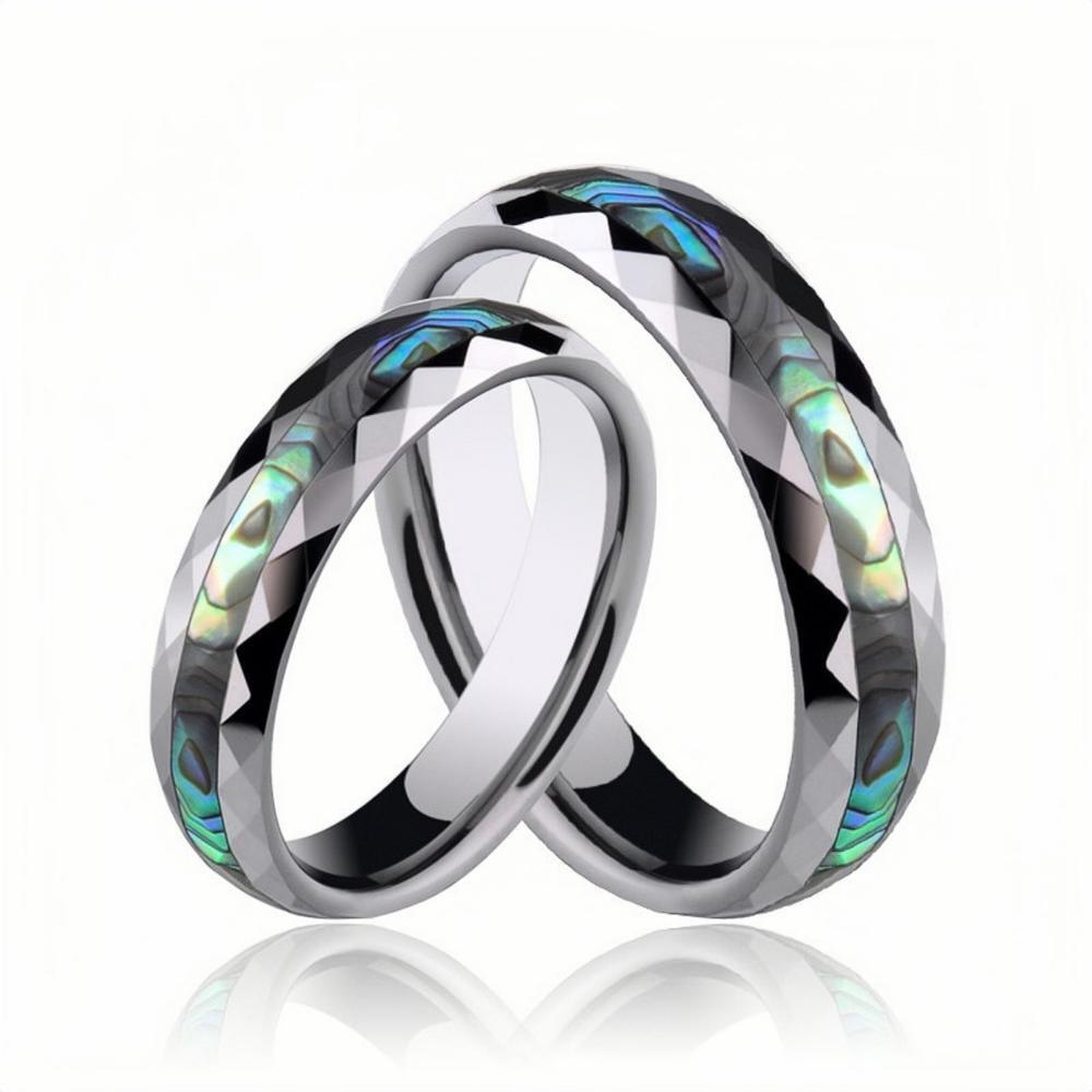 Engravable Unique Shell Rings For Couples In Tungsten - CoupleSets