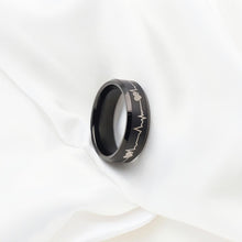 Engravable Black Heartbeat Rings For Couples In Tungsten - CoupleSets