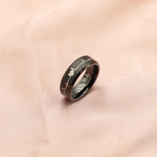 Engravable Black Heartbeat Rings For Couples In Tungsten - CoupleSets