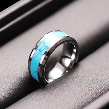 Engravable Unique Turquoise Rings For Couples In Tungsten - CoupleSets