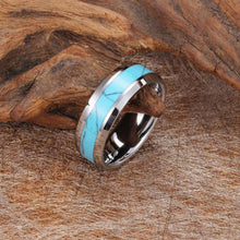 Engravable Unique Turquoise Rings For Couples In Tungsten - CoupleSets