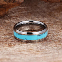 Engravable Unique Turquoise Rings For Couples In Tungsten - CoupleSets