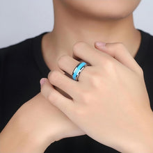 Engravable Unique Turquoise Rings For Couples In Tungsten - CoupleSets