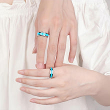 Engravable Unique Turquoise Rings For Couples In Tungsten - CoupleSets
