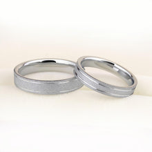 Engravable Unique Frosted Promise Rings For Couples In Tungsten - CoupleSets