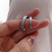 Engravable Unique Frosted Promise Rings For Couples In Tungsten - CoupleSets