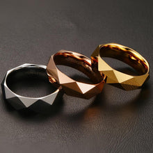 Engravable Simple Rhombic Cut Couple Rings In Tungsten - CoupleSets