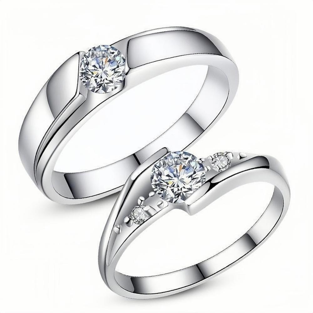 Engravable Solitaire Promise Ring For Couples In Sterling Silver - CoupleSets