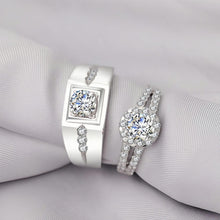 Engravable Solitaire with Side Accent Promise Rings For Couples In Sterling Silver - CoupleSets