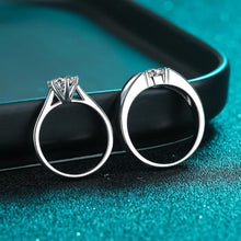 Engravable Solitaire Moissanite Promise Rings For Couples In Sterling Silver - CoupleSets