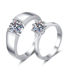 Engravable Solitaire Moissanite Promise Rings For Couples In Sterling Silver - CoupleSets