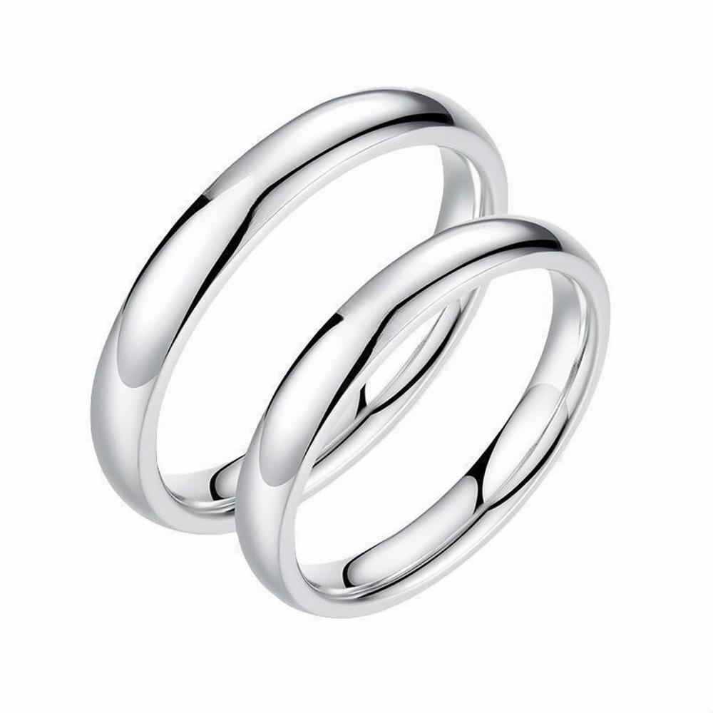 Simple Rings Matching Engravable Simple Couple Promise Rings In Sterling Silver - CoupleSets